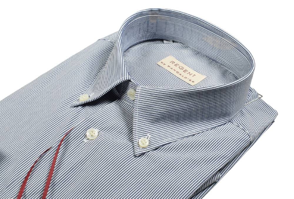 Regent by Pancaldi Camicia pancaldi a righe strette blu regular fit cotone stretch Moda