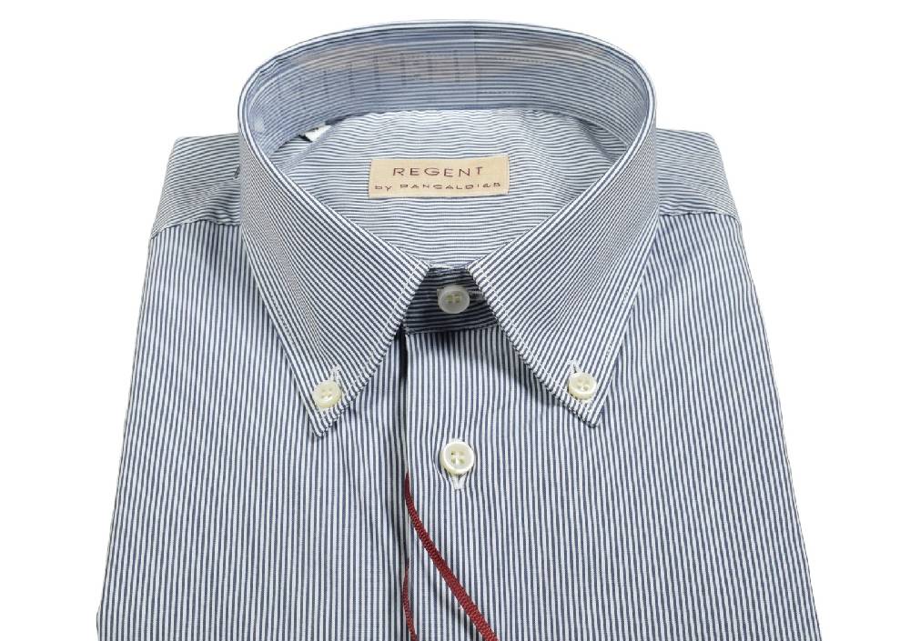Regent by Pancaldi Camicia pancaldi a righe strette blu regular fit cotone stretch Moda