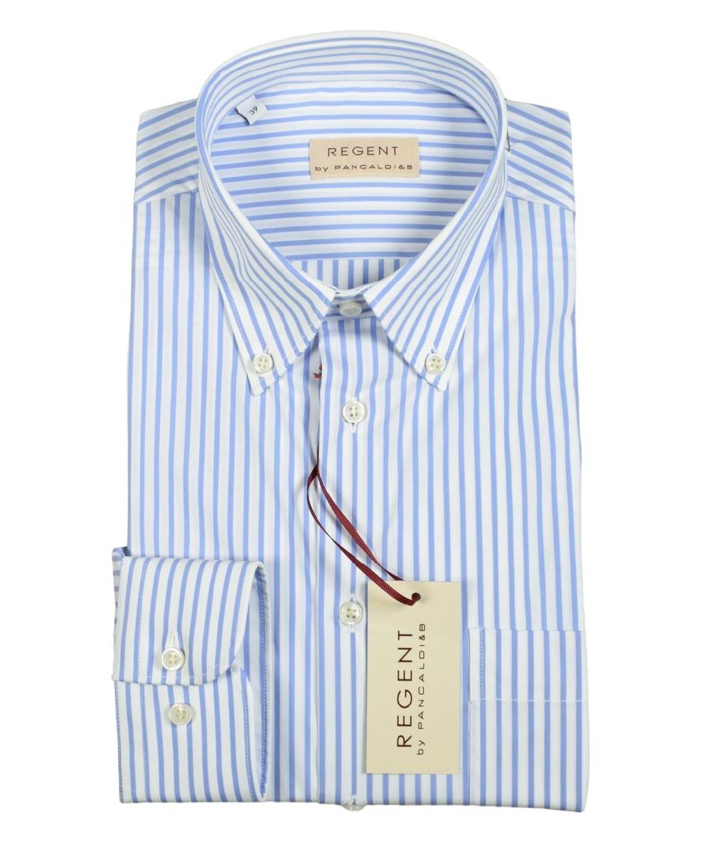 Regent by Pancaldi Camicia pancaldi a righe azzurro regular fit cotone stretch Spedizione gratuita