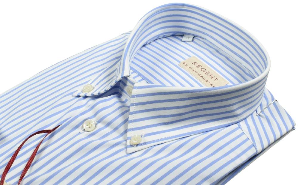 Regent by Pancaldi Camicia pancaldi a righe azzurro regular fit cotone stretch Spedizione gratuita