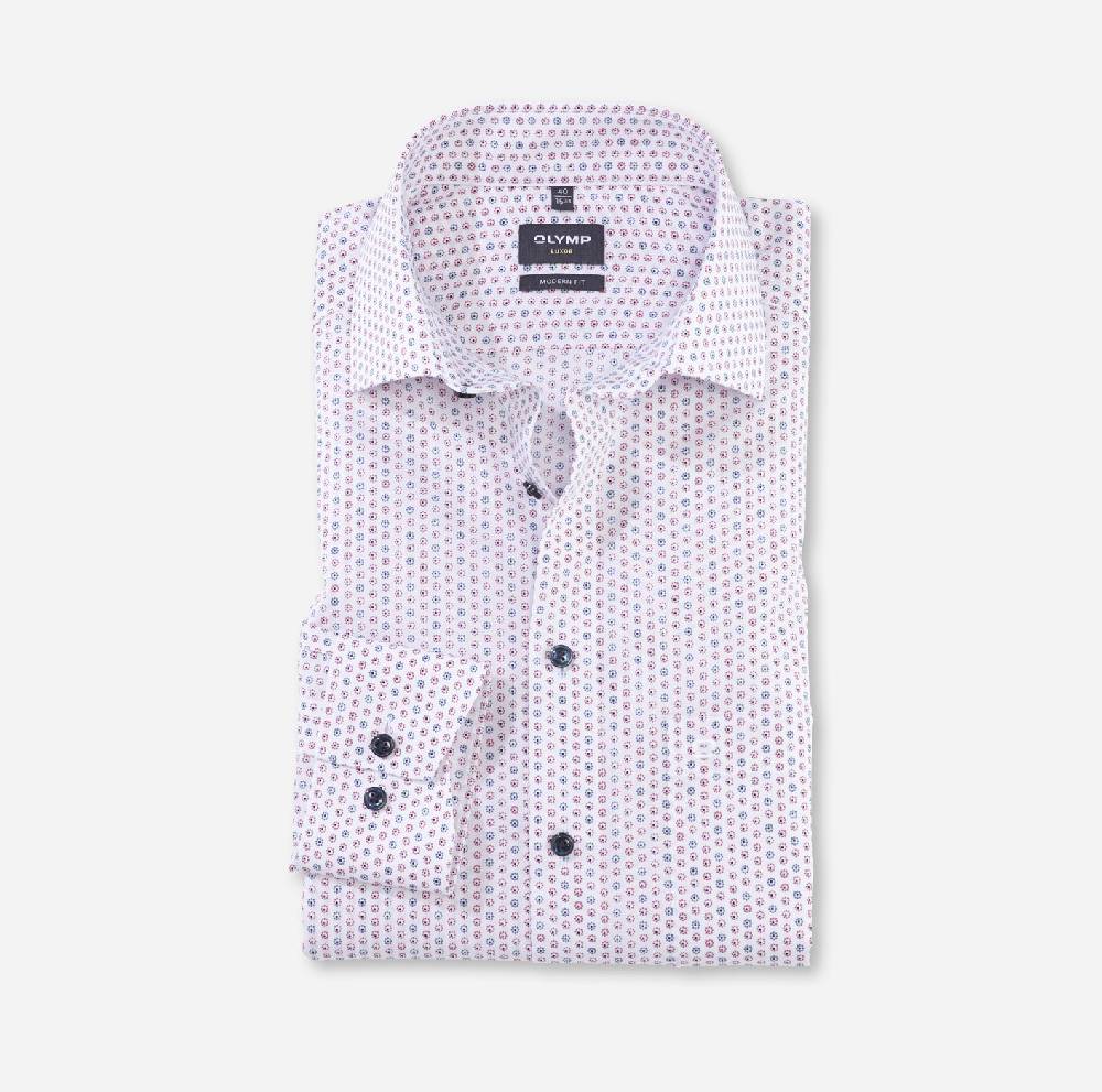Olymp Camicia olymp luxor rossa in cotone stampato facile stiro
