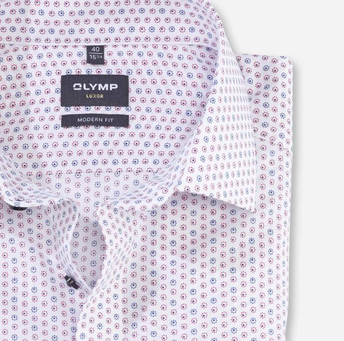 Olymp Camicia olymp luxor rossa in cotone stampato facile stiro Comprare a buon mercato