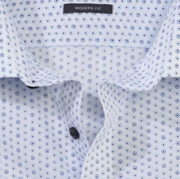 Olymp Camicia olymp luxor celeste in cotone stampato facile stiro Grande vendita