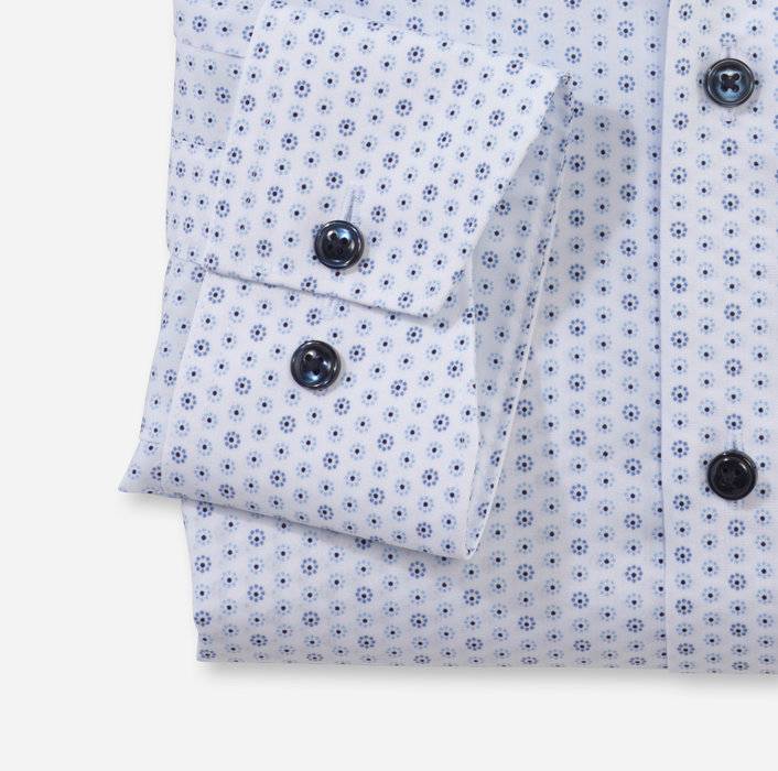 Olymp Camicia olymp luxor celeste in cotone stampato facile stiro Grande vendita