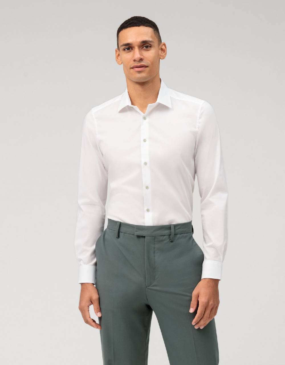 Olymp Camicia olymp bianca slim fit con bottoni verde Fornitura limitata