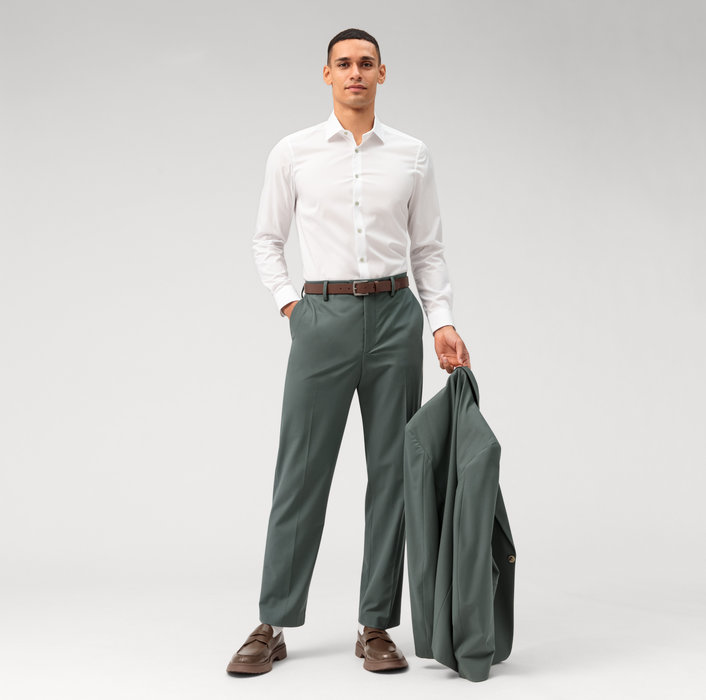 Olymp Camicia olymp bianca slim fit con bottoni verde Fornitura limitata