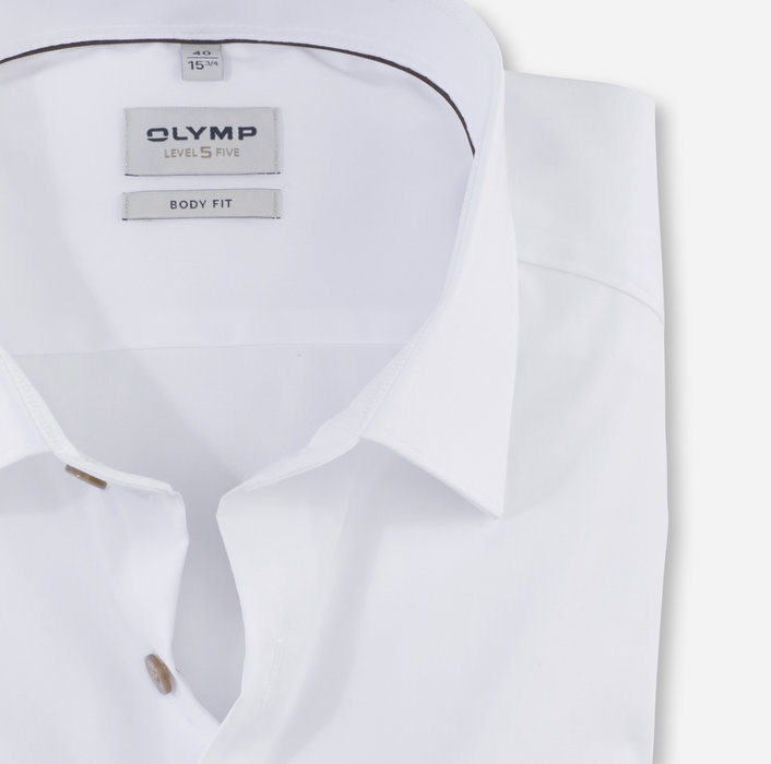 Olymp Camicia olymp bianca slim fit con bottoni beige Offerta esclusiva