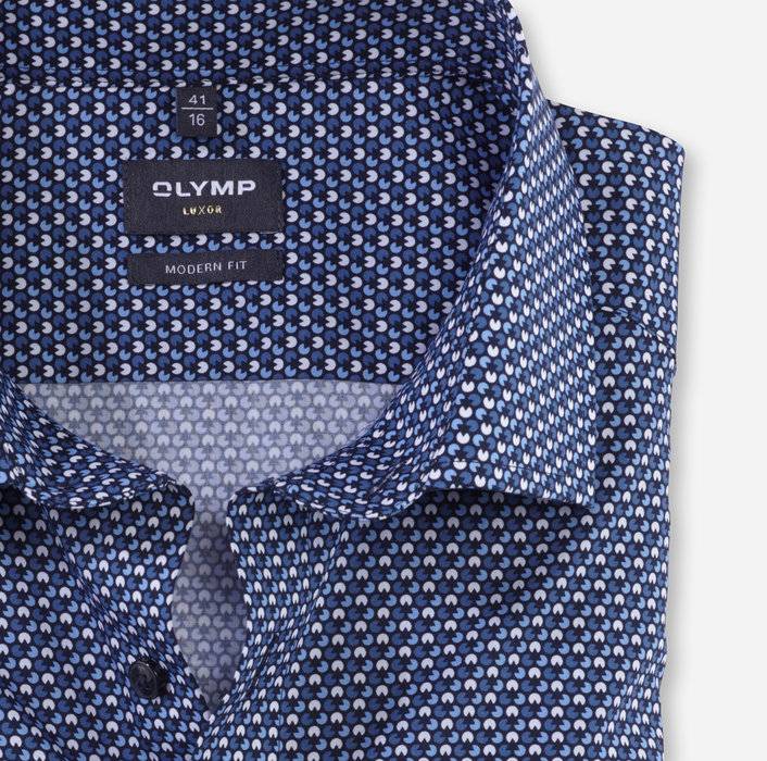 Olymp Camicia olymp blu in cotone popeline stampato modern fit Vendite stagionali