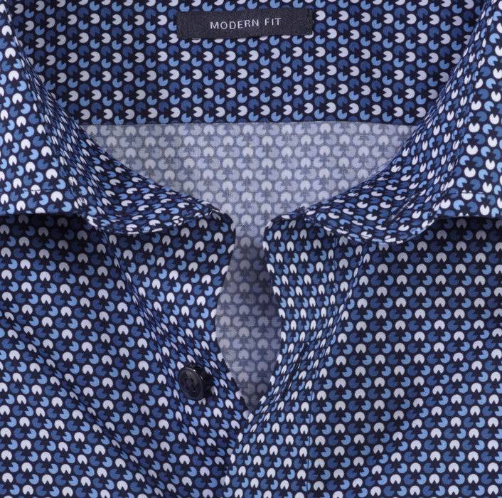Olymp Camicia olymp blu in cotone popeline stampato modern fit Vendite stagionali