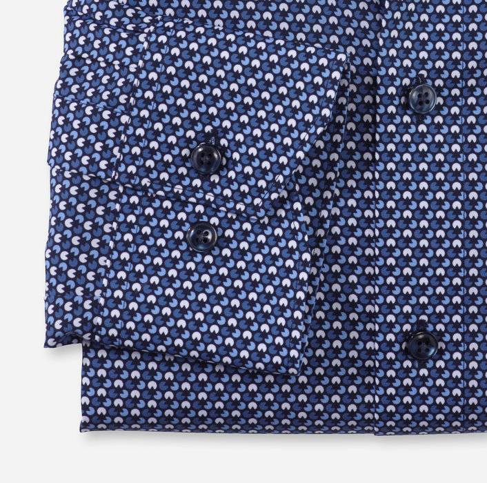 Olymp Camicia olymp blu in cotone popeline stampato modern fit Vendite stagionali