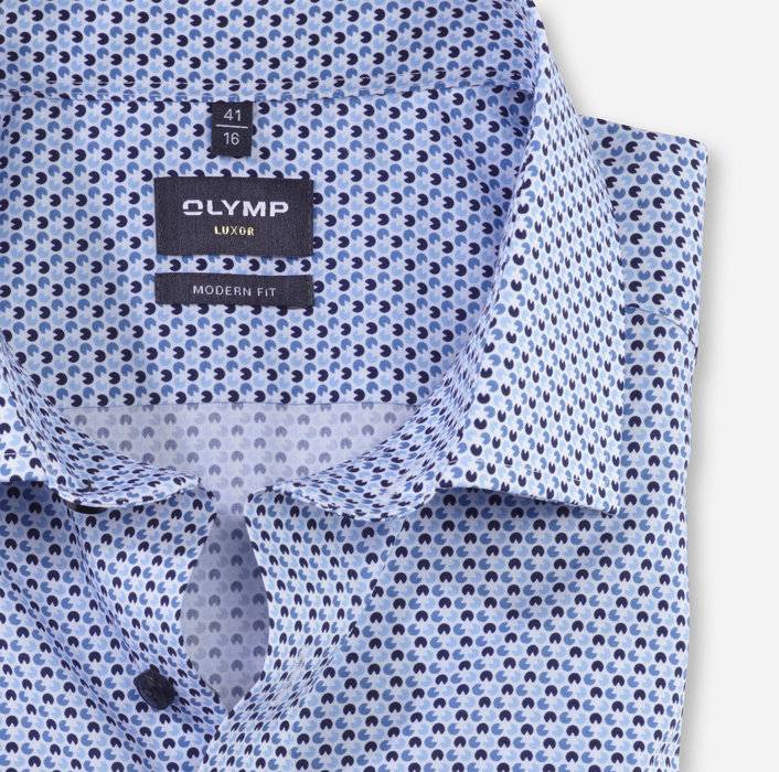 Olymp Camicia olymp celeste in cotone popeline stampato modern fit Black Friday