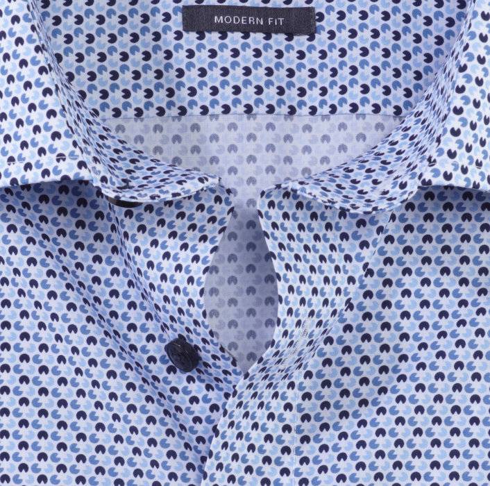 Olymp Camicia olymp celeste in cotone popeline stampato modern fit Black Friday