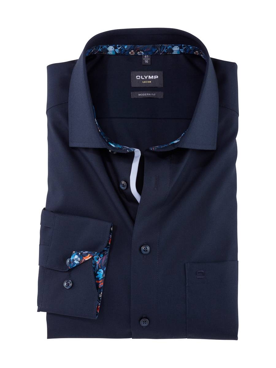 Olymp Camicia blu scuro olymp luxor puro cotone facile stiro