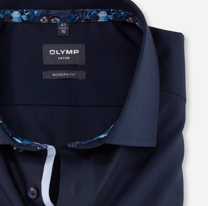 Olymp Camicia blu scuro olymp luxor puro cotone facile stiro Offerta natalizia