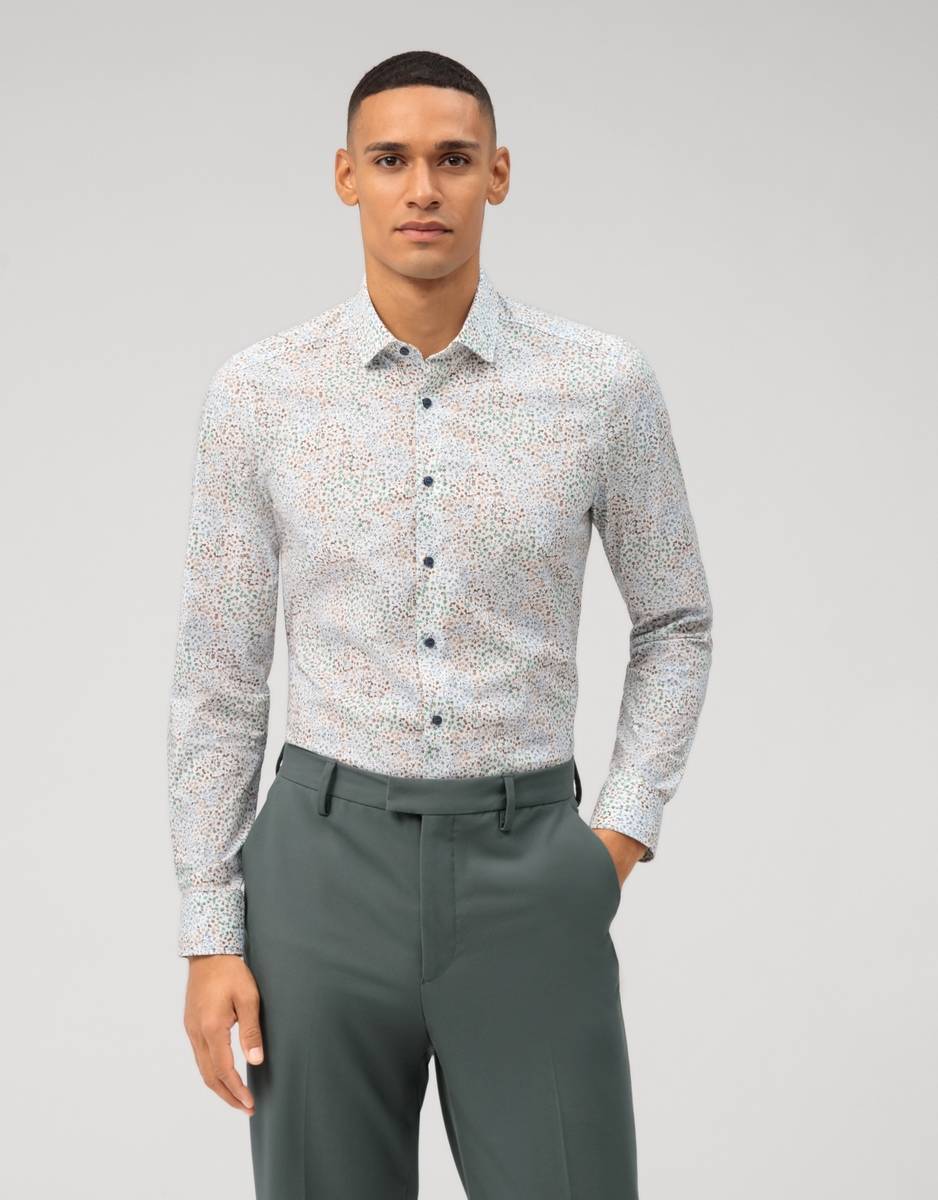 Olymp Camicia olymp fantasia floreale slim fit in cotone stretch