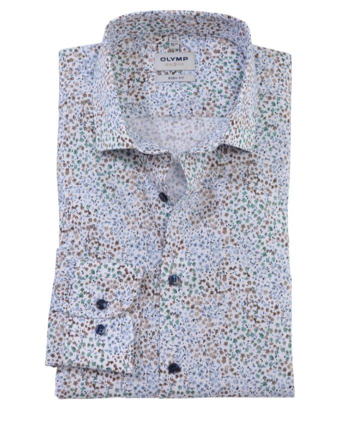 Olymp Camicia olymp fantasia floreale slim fit in cotone stretch Offerta per la Festa della Mamma