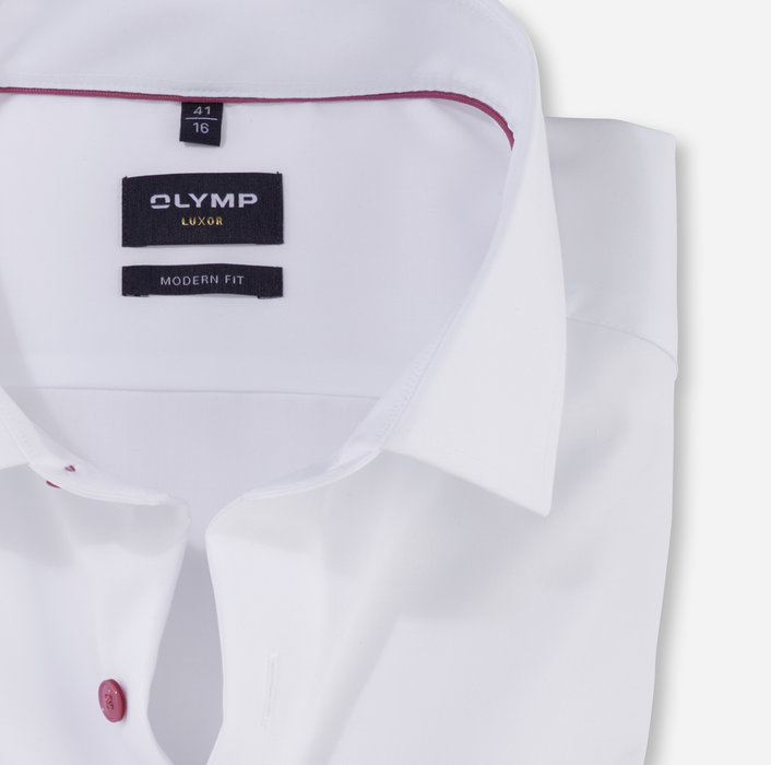 Olymp Camicia bianca olymp modern fit con bottoni malva Offerta Anniversario