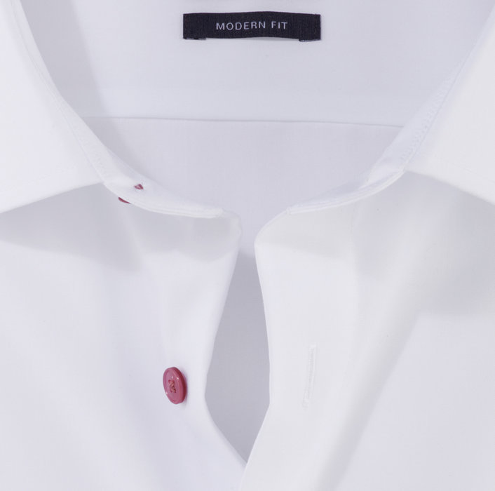 Olymp Camicia bianca olymp modern fit con bottoni malva Offerta Anniversario