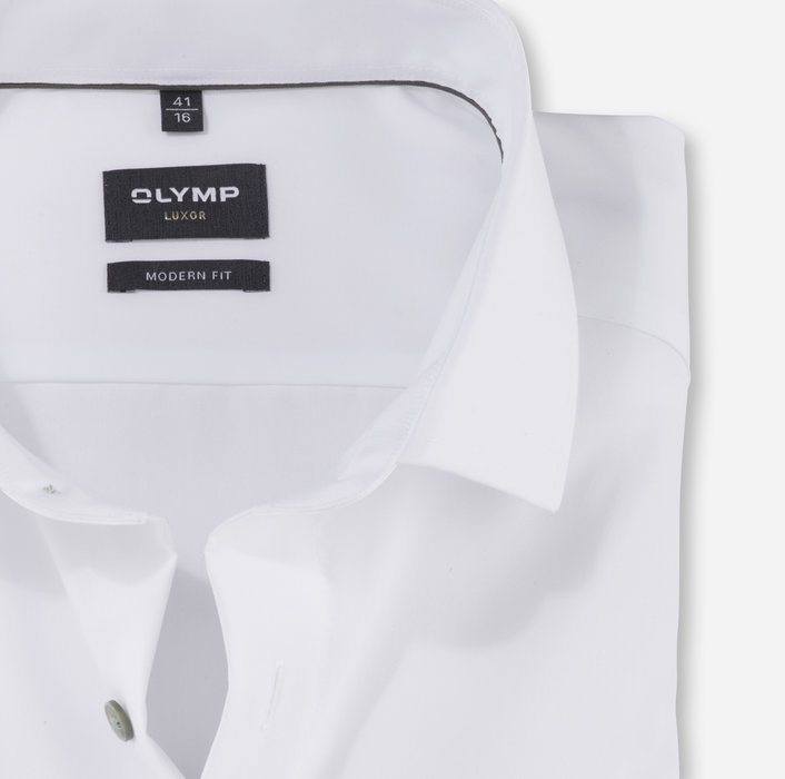 Olymp Camicia bianca olymp modern fit con bottoni verde Smaltimento dello stoccaggio