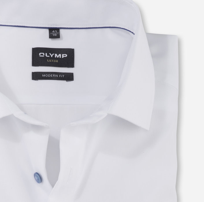 Olymp Camicia bianca olymp modern fit con bottoni azzurro Vendita calda