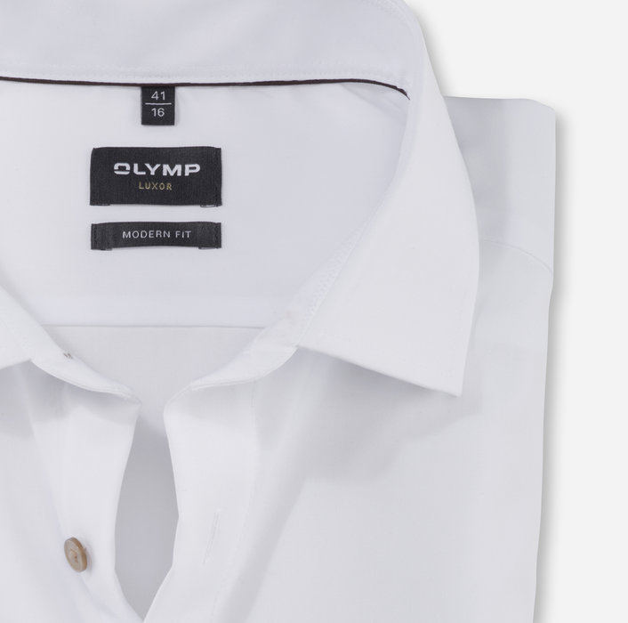 Olymp Camicia bianca olymp modern fit con bottoni beige Offerta migliore