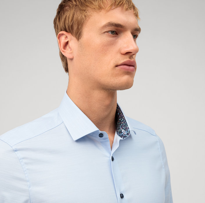 Olymp Camicia olymp celeste level five slim fit cotone stretch Offerta temporanea