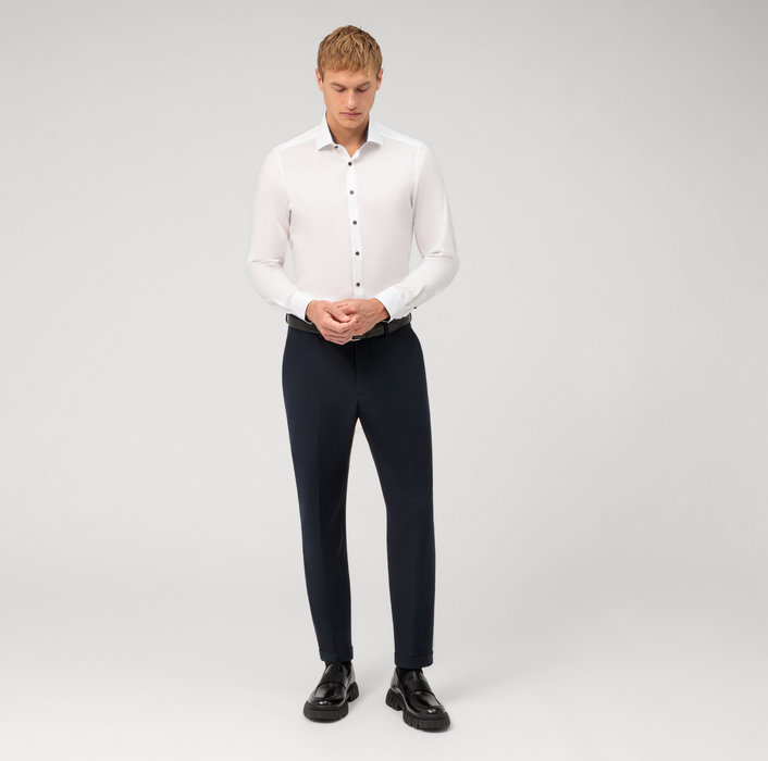 Olymp Camicia olymp bianca level five slim fit cotone stretch Offerte esclusive