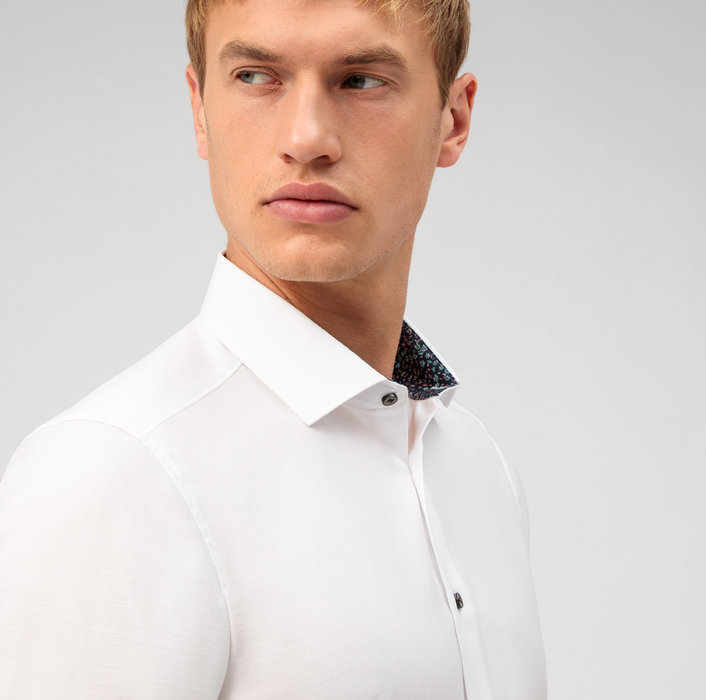 Olymp Camicia olymp bianca level five slim fit cotone stretch Offerte esclusive