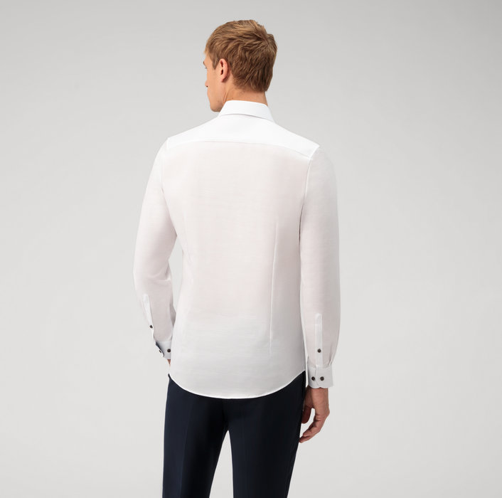 Olymp Camicia olymp bianca level five slim fit cotone stretch Offerte esclusive
