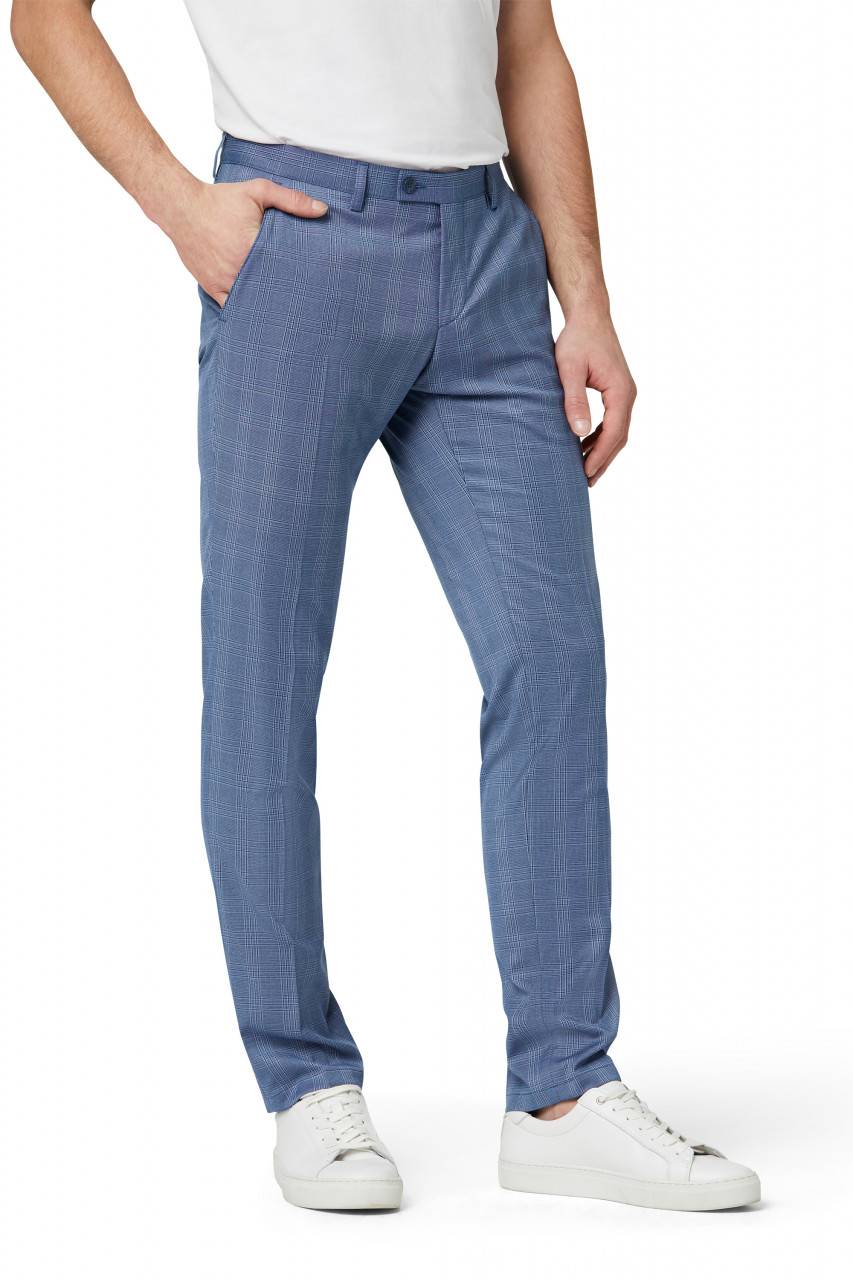 Digel Move Pantalone blu chiaro a quadri digel extra slim fit