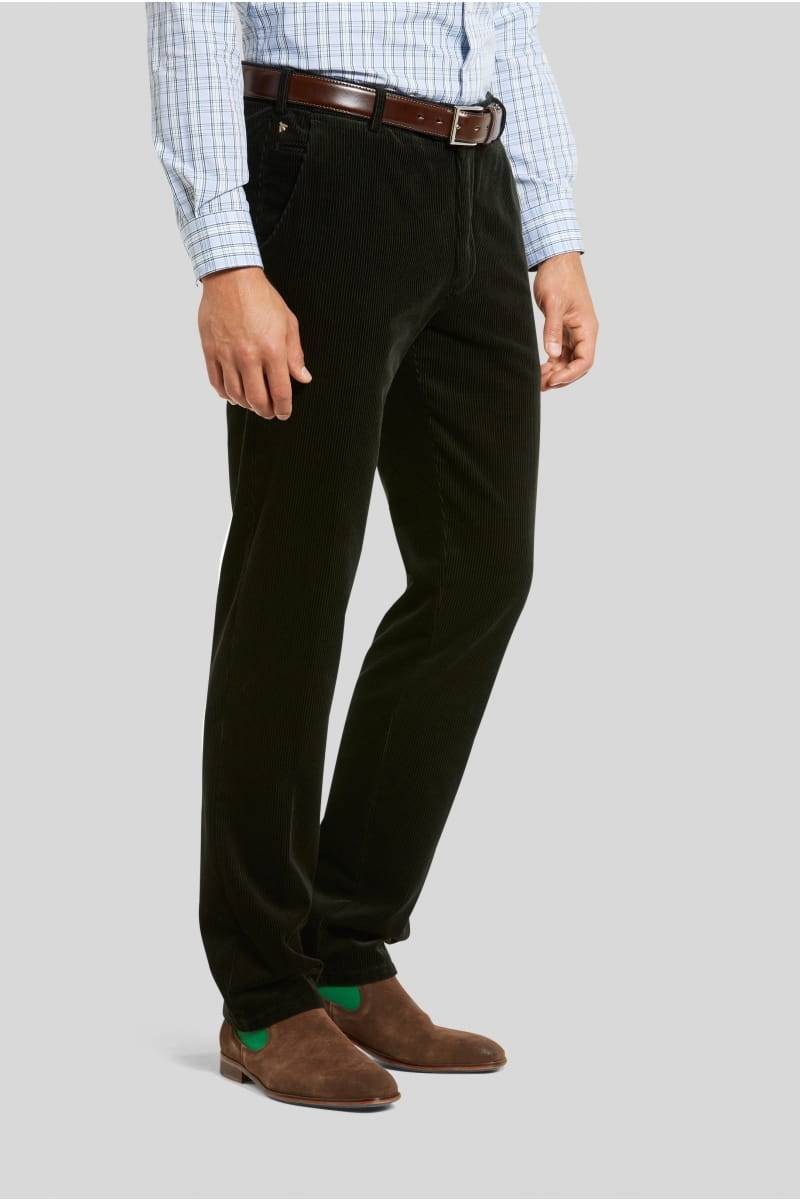 Meyer Pantalone verde scuro meyer in velluto a coste luxury modern fit