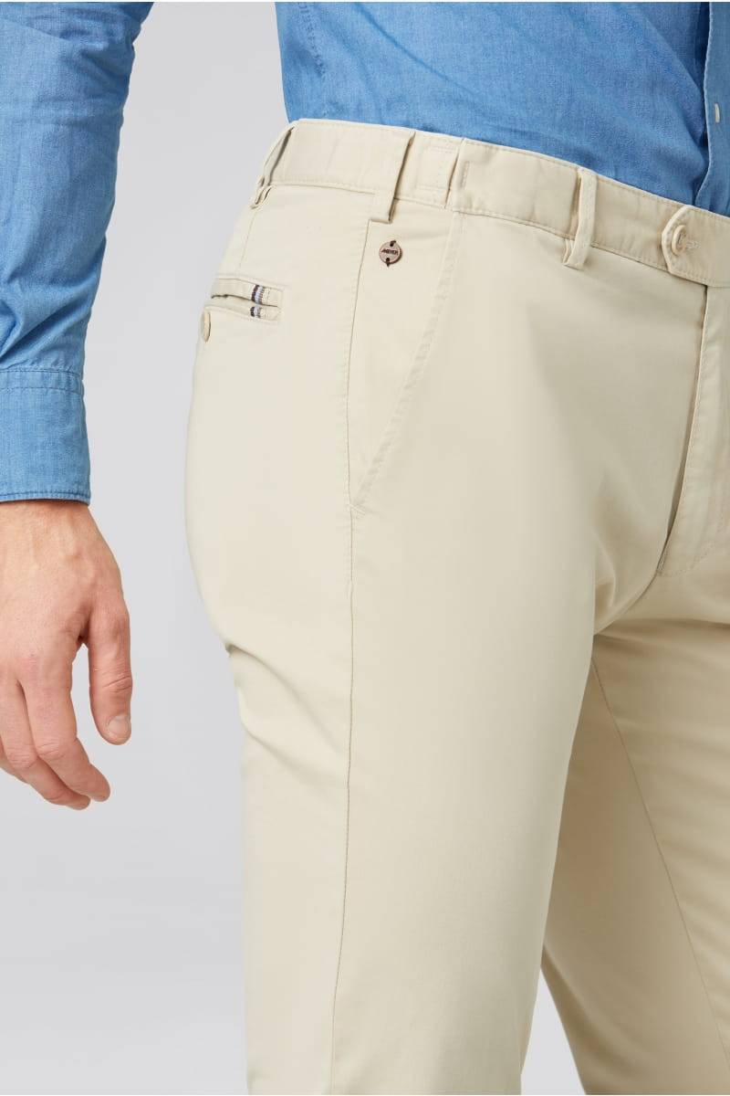 Meyer Pantalone beige meyer in cotone fairtrade modern fit Offerta speciale della fabbrica