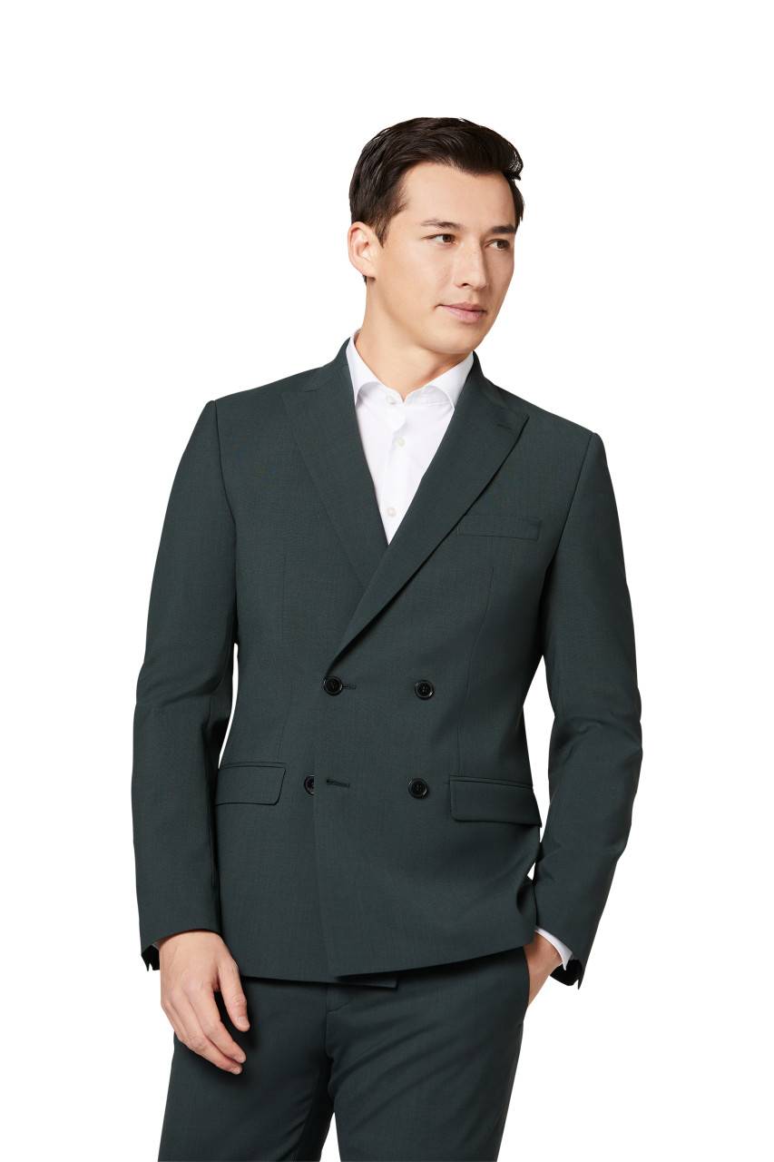 Digel Abito verde digel slim fit doppiopetto misto lana bi-stretch