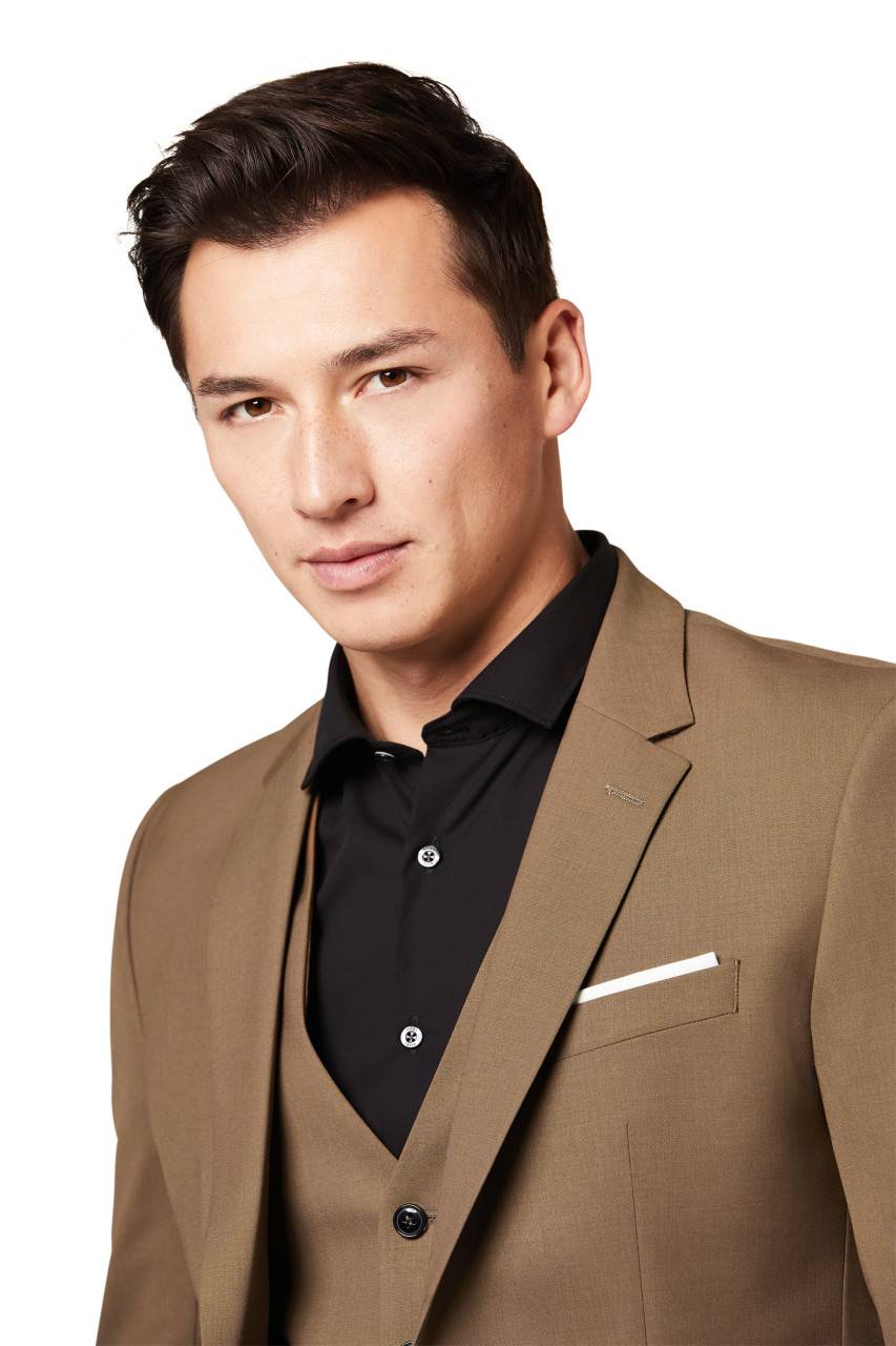 Digel Abito slim fit digel marrone chiaro misto lana bi-stretch Acquista Ora