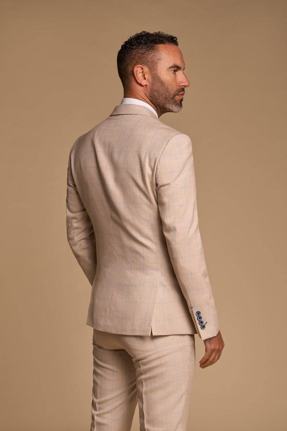 House of Cavani Abito cavani doppiopetto beige a quadri slim fit Presa