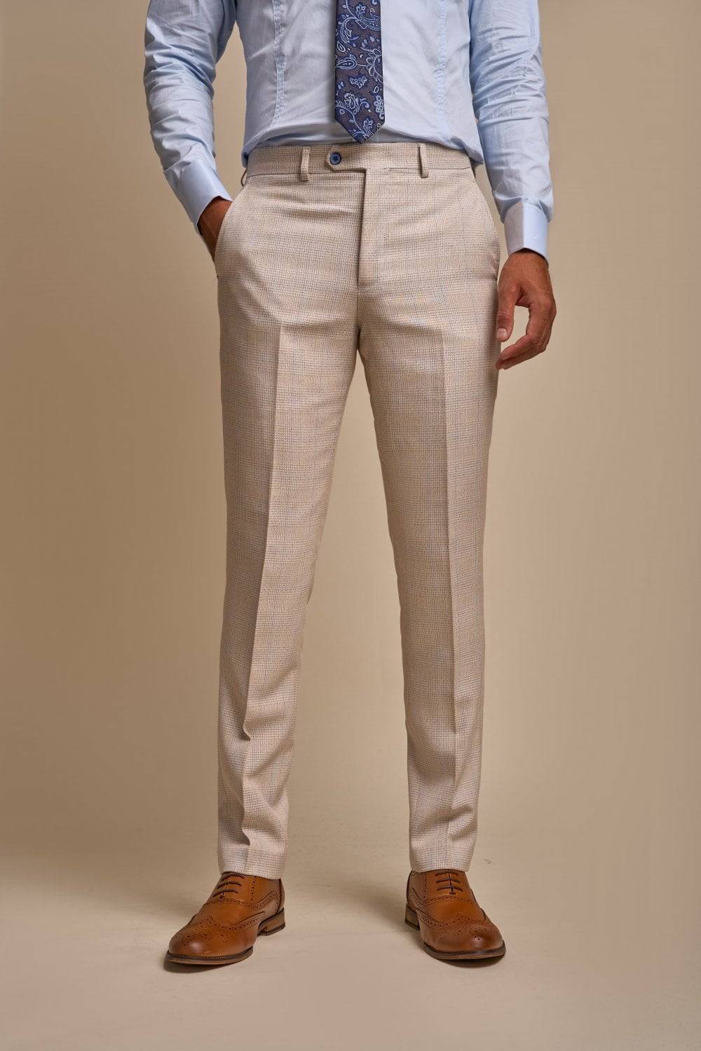 House of Cavani Abito cavani doppiopetto beige a quadri slim fit Presa