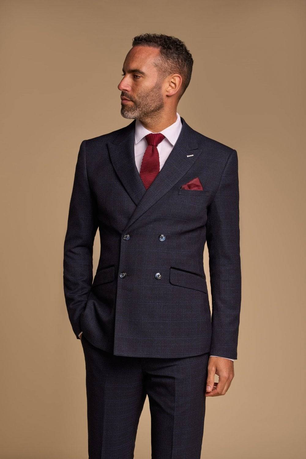 House of Cavani Abito cavani doppiopetto blu a quadri slim fit