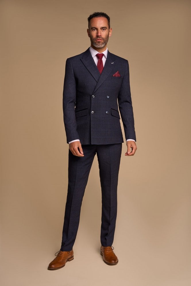 House of Cavani Abito cavani doppiopetto blu a quadri slim fit Sconto