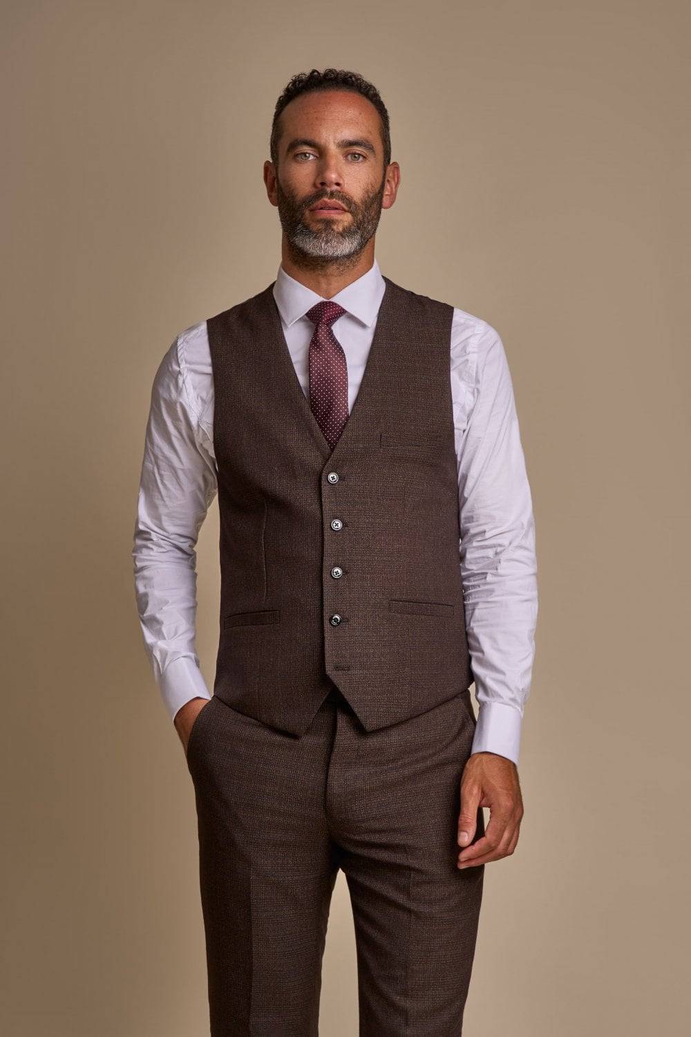 House of Cavani Abito cavani marrone a quadri in tweed con panciotto Economico