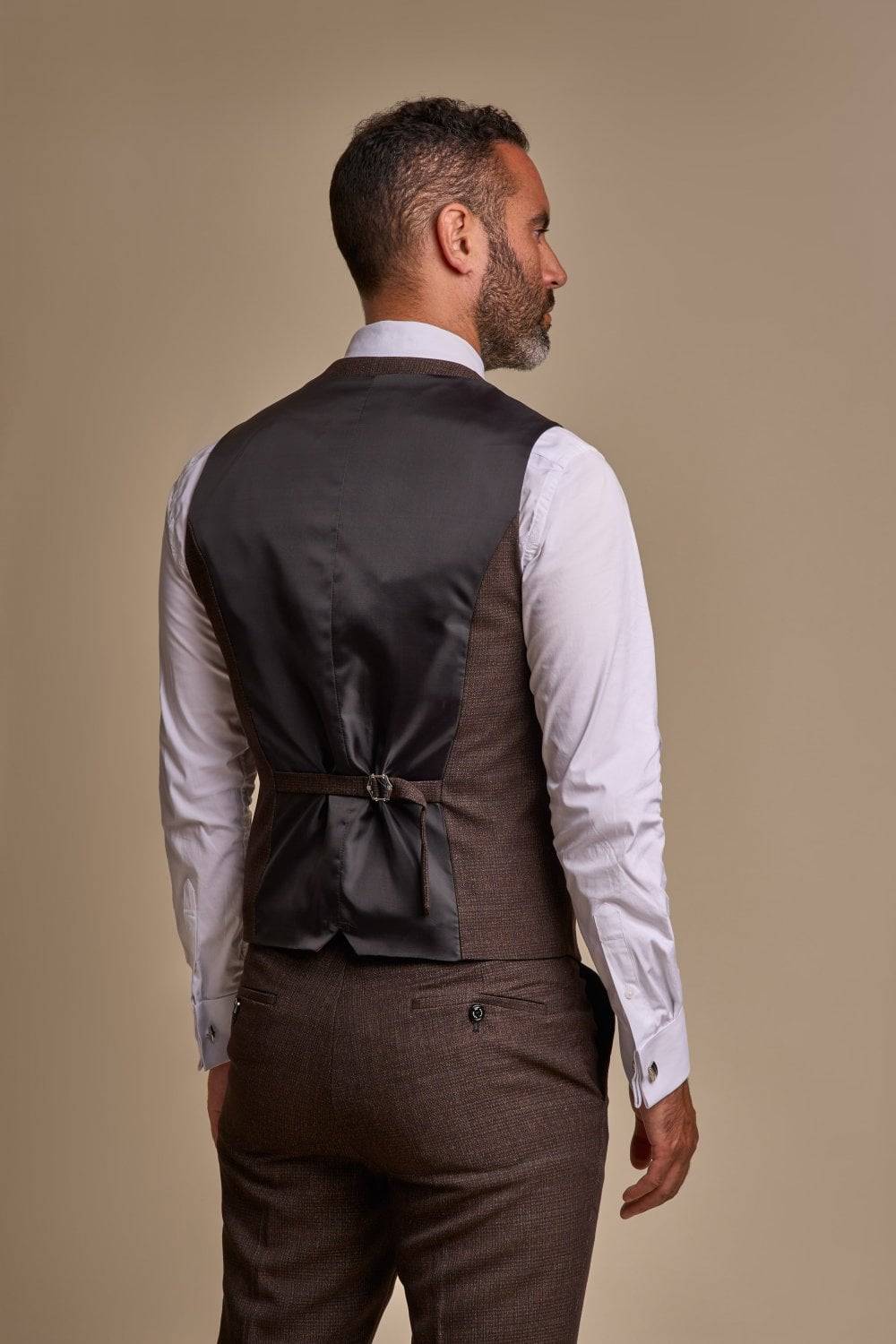 House of Cavani Abito cavani marrone a quadri in tweed con panciotto Economico