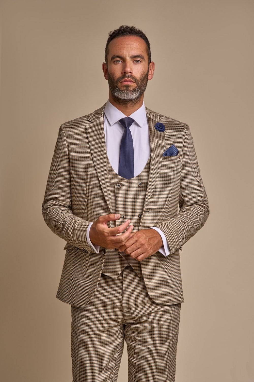 House of Cavani Abito cavani a pied de poule slim fit con panciotto