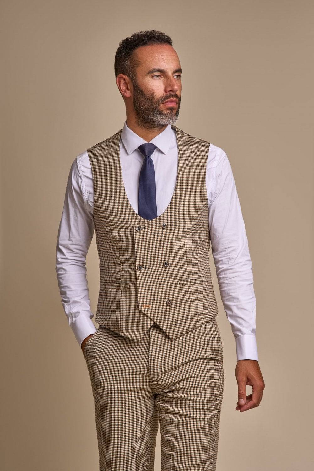 House of Cavani Abito cavani a pied de poule slim fit con panciotto Online