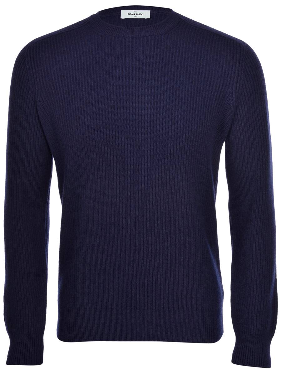 Gran Sasso Girocollo blu gran sasso lana cashmere lavorazione a coste