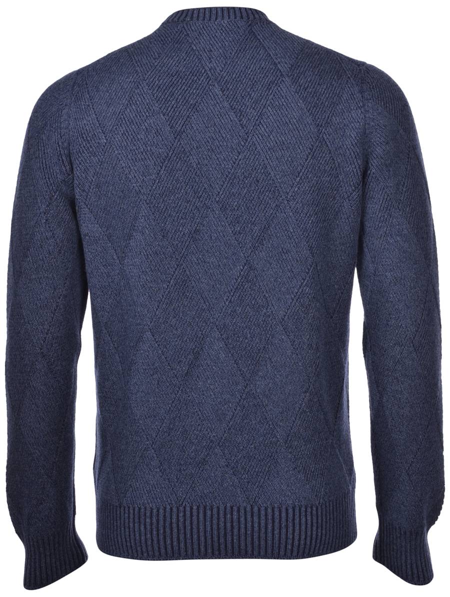 Gran Sasso Girocollo blu gran sasso misto cashmere lavorazione vanisè a rombi Nuova