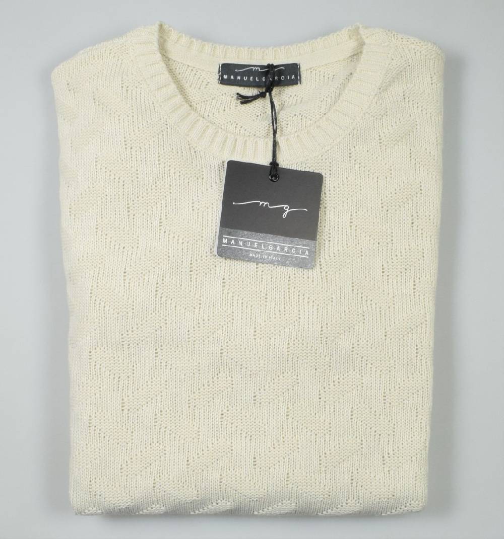Manuel Garcia Girocollo manuel garcia ecru intarsio unito Flash Sale
