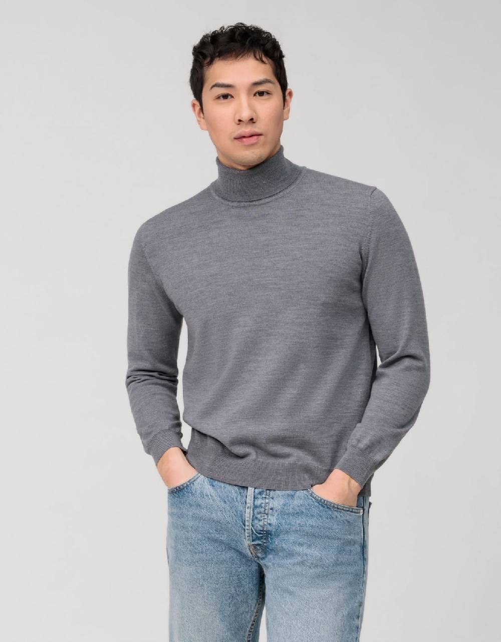 Olymp Maglione dolcevita grigio medio olymp in lana merino extra fine