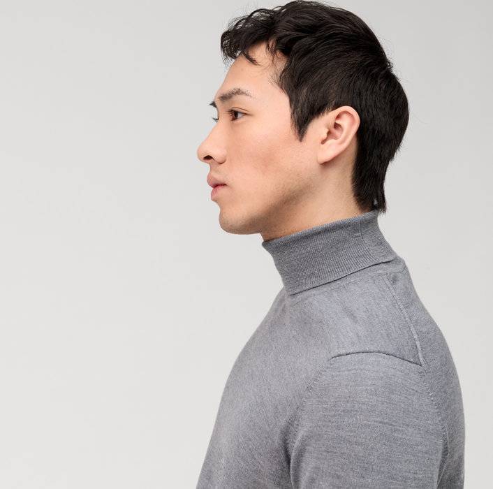 Olymp Maglione dolcevita grigio medio olymp in lana merino extra fine Offerta natalizia