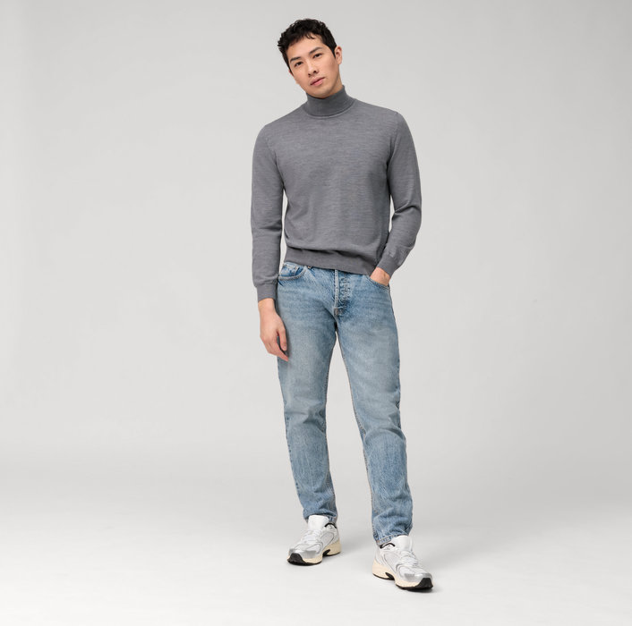 Olymp Maglione dolcevita grigio medio olymp in lana merino extra fine Offerta natalizia