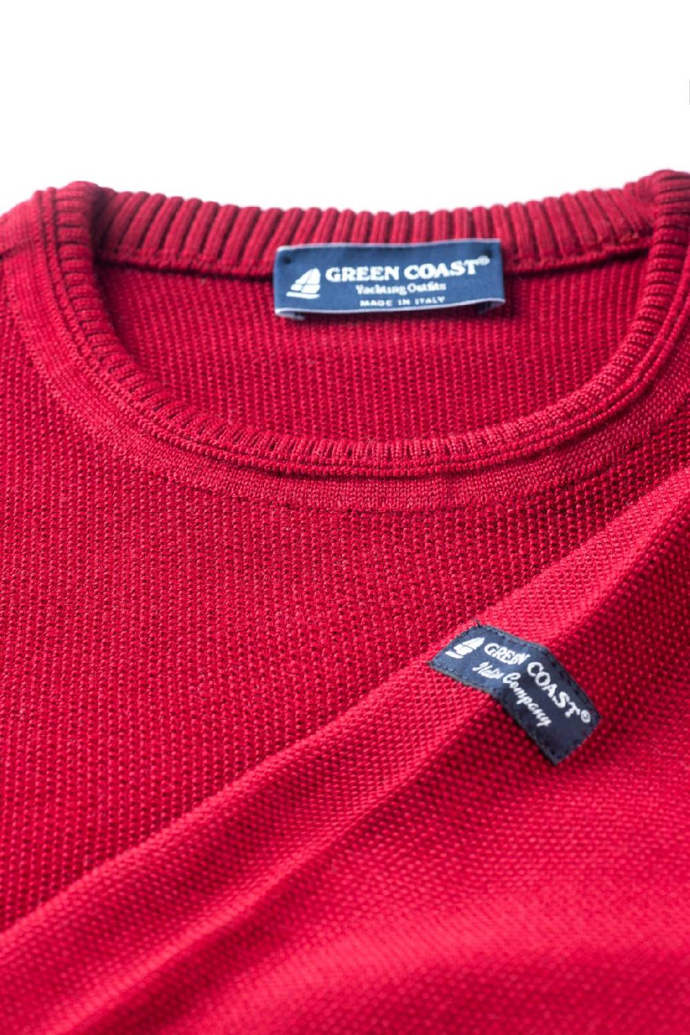 Green Coast Maglione regular fit a giro collo bordo' green coast made in italy Smaltimento dello stoccaggio
