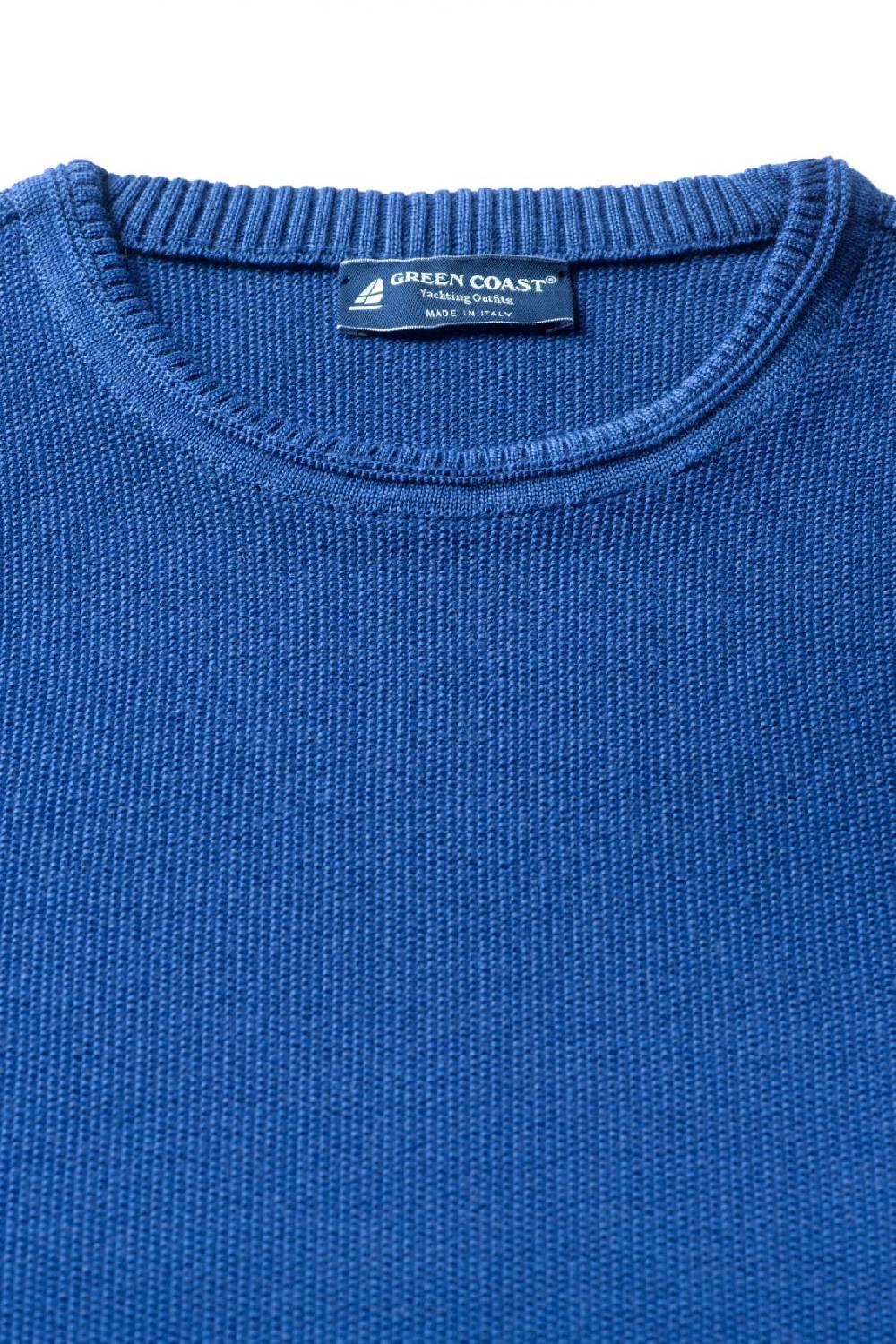 Green Coast Maglione regular fit a giro collo azzurro green coast made in italy Offerta migliore